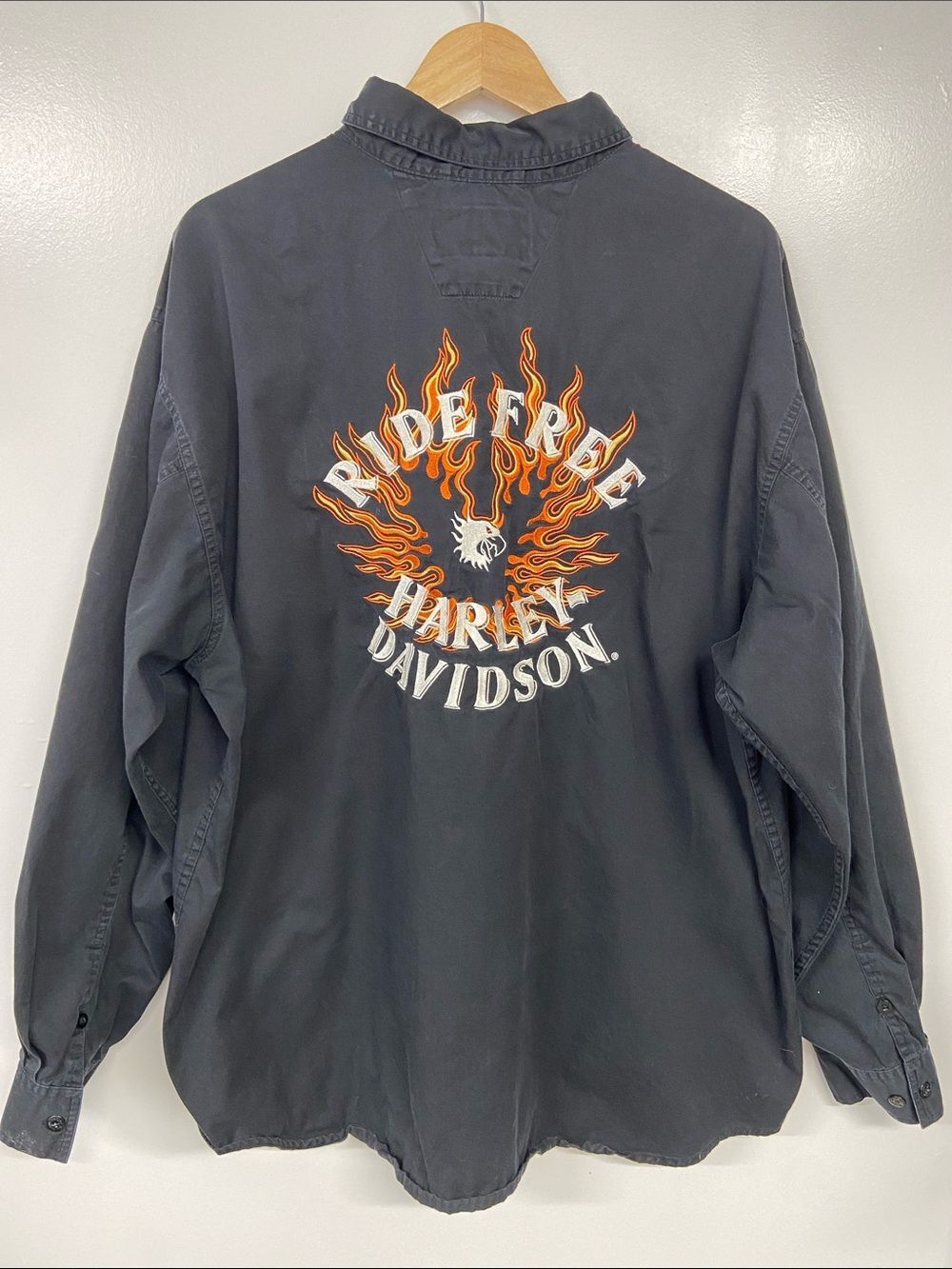 Harley-Davidson Black Men’s Collared Long Sleeve Shirt Size XXL